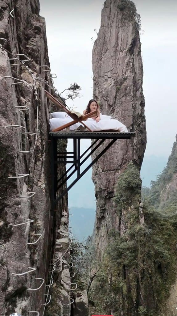 Brave Selfie Trend Goes Next Level with This Terrifying Cliffside Bed