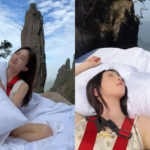 Brave Selfie Game Turns Chilling on Death-Defying Cliff Bed